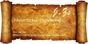Jávorszky Zsigmond névjegykártya
